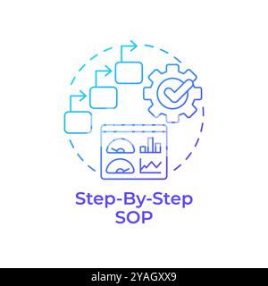 Step-by-step sop blue gradient concept icon Stock Vector
