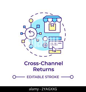Cross-channel returns multi color concept icon Stock Vector