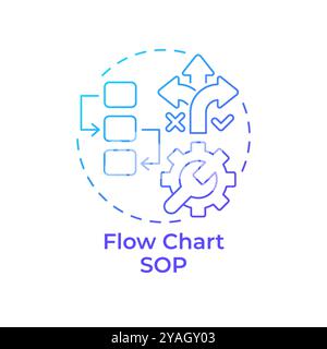 Flow chart sop blue gradient concept icon Stock Vector