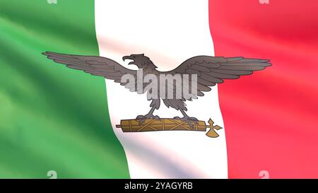 3D render - War flag of the Italian Social Republic. Stock Photo