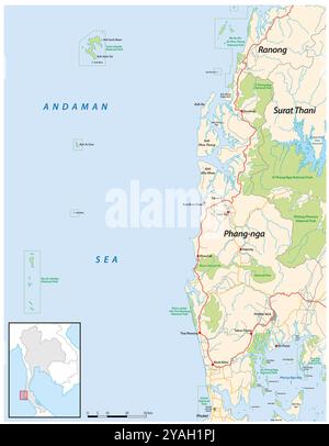 Road map of the Thai region of Phang nga Stock Photo