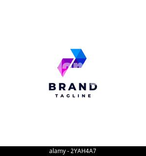 Minimalist Letter P Mosaic Logo. Colorful Letter P Mosaic Logo Design. Stock Vector