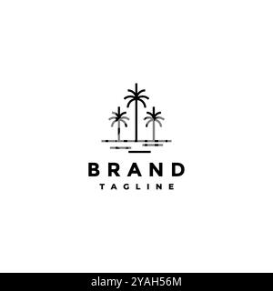 Simple Three Dates Tree Logo Design. Three Date Trees With Simple Outlines Design. Stock Vector