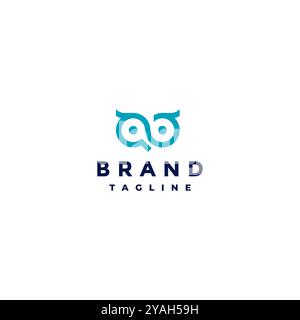 Simple Owl Loop Eye Logo. Simple Owls Eye Forming Infinity Symbol Design. Stock Vector
