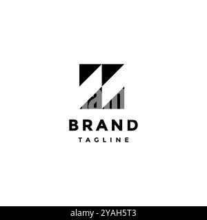 Minimalist Initial Letter Z Logo Design. Four Triangles Form the Letter Z Logo Design. Letter N In Negative Space Letter Z Logo Design. Stock Vector