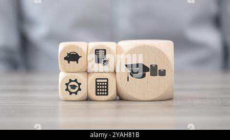 Wooden blocks with symbol of fafsa concept Stock Photo