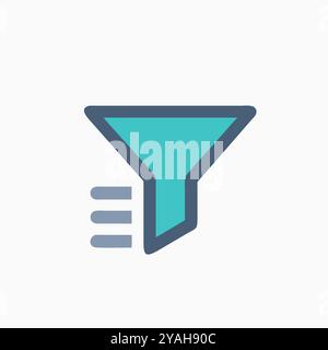 Blue Filter Icon on Light Background. Stock Vector