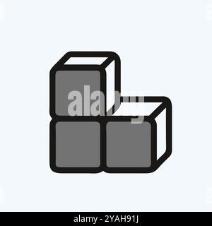 Geometric Blocks Icon in Black and White Stock Vector