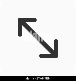 Diagonal Arrow Icon for Expand and Resize Designs Stock Vector