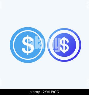 Dollar Sign icon vector art image set. Stock Vector