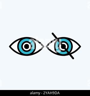 Open and Closed Eye Icons Representing Vision and Privacy.Eye Show and Hide icon. Stock Vector