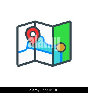 Map Icon With Location Pin vector art image. Stock Vector