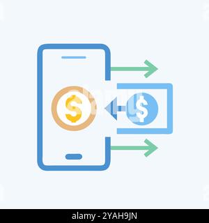 Money Transfer icon vector art image. Stock Vector