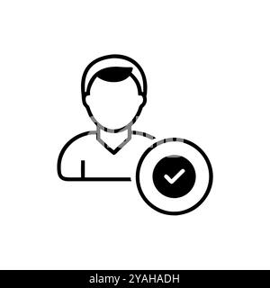 User Profile Icon with Verified Checkmark Symbol. Stock Vector