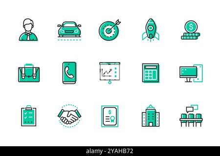 Business and entrepreneurship - set of line design style icons Stock Vector
