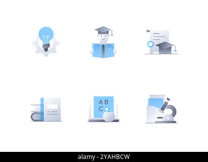 Elementary school and graduation - flat design style icons set Stock Vector