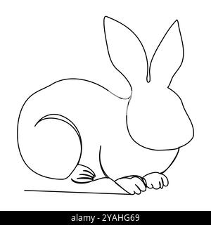 Bunny line art style icon set. Rabbit line art icon collection. Set of abstract outline. Continous line drawing rabbit minimalism style icon set. Rabb Stock Vector