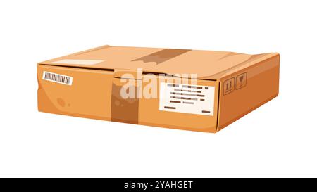 Distorted Package Damaged cardboard box that appears crumpled and broken. Isolated ...