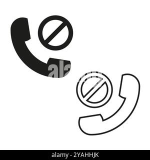 Phone prohibition icon. Call blocking symbol. Telephone no access. Vector communication. Stock Vector
