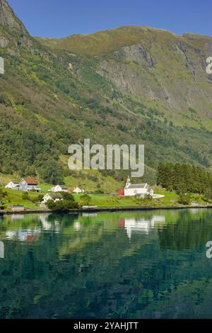 7th September, 2024 Flam & Bergen, Norway  A bright autumnal morning on the N¾r¿yfjord Stock Photo