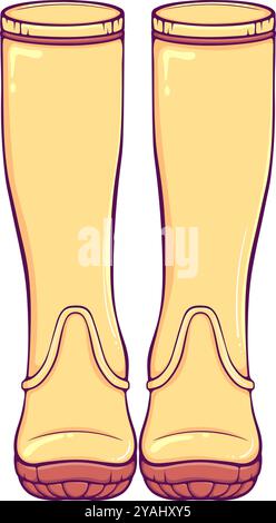 Yellow rubber boots color Stock Vector