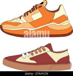 Shoes cartoon footwear design vector illustration isolated, Vector Shoes Sport shoes and sneakers set full color Stock Vector