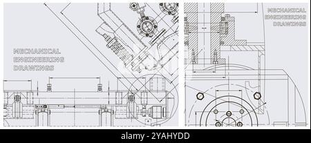 Blueprint. Abstract Technology Background. Engineering illustration set. Mechanical engineering Stock Vector