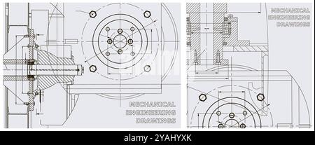 Blueprint. Engineering illustration set. Abstract Technology Background. Mechanical engineering drawing. Technical Stock Vector