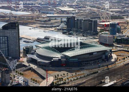 MELBOURNE, AUSTRALIA - FEBRUARY 9, 2008: Docklands Stadium in Melbourne, Australia. The cricket, soccer and rugby sports venue was also known as Etiha Stock Photo