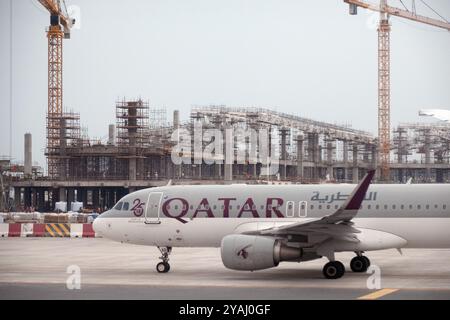 Quatar Model Close up on new Qatar 22 Riyals banknotes to commemorate the FIFA World ...