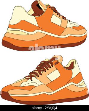 Shoes cartoon footwear design vector illustration isolated, Vector Shoes Sport shoes and sneakers set full color Stock Vector