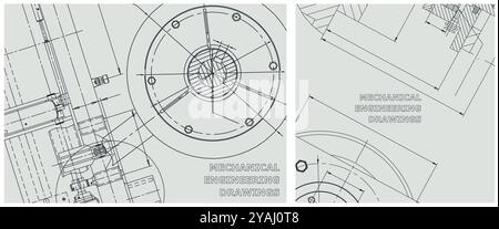 Blueprint illustration set. Mechanical engineering drawing. Engineering Drawing Background. Technical Stock Vector