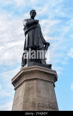 NEWCASTLE UPON TYNE, UK - AUGUST 02, 2012:  John Graham Lough’s Memorial Statue of George Stephenson in Neville Street Stock Photo