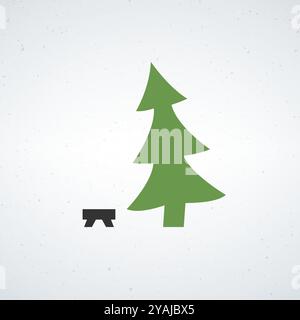 pine tree logo simple green camp stool white background vector illustration Stock Vector