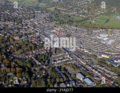 aerial view of Ilkey town, West Yorkshire Stock Photo