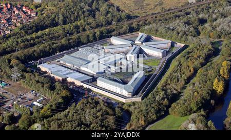 aerial view of Forest Bank Prison, HMP Forest Bank in Pendlebury, Manchester Stock Photo