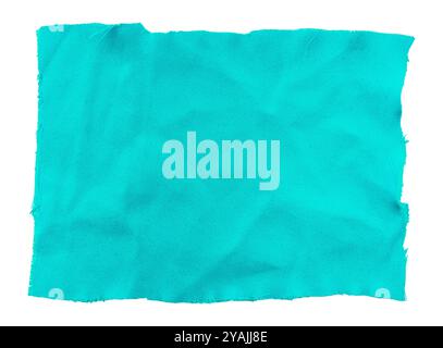 A piece of blue satin fabric on a white background. Isolate a crumpled piece of fabric Stock Photo