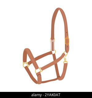 Horse Halter. Headcollar for horse training. Stables equipment. Equestrian leather tack. Equine sports. Accessories for horse care. Yard. Vector Stock Vector