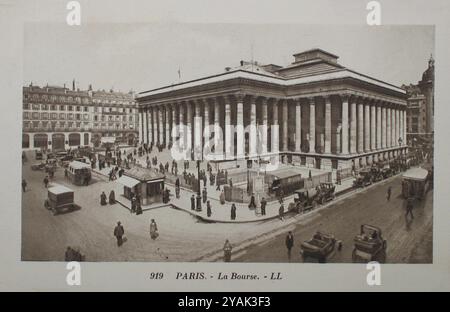 Vintage illustration the Place de la Bourse (Stock Exchange Square). Paris, France. 1924 Stock Photo