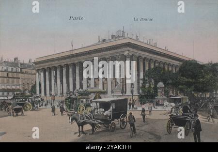 Vintage illustration the Place de la Bourse (Stock Exchange Square). Paris, France. 1906 Stock Photo