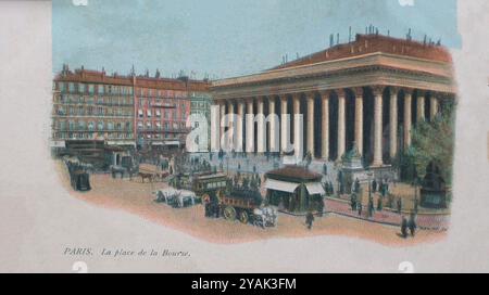 Vintage illustration the Place de la Bourse (Stock Exchange Square). Paris, France. 1900 Stock Photo