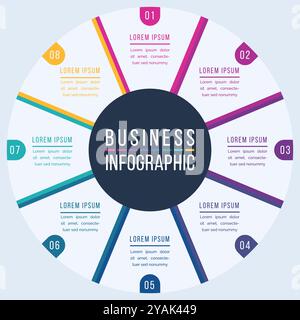 Circle business Infographic design 8 steps, objects, elements or options infographic business circle template Stock Vector