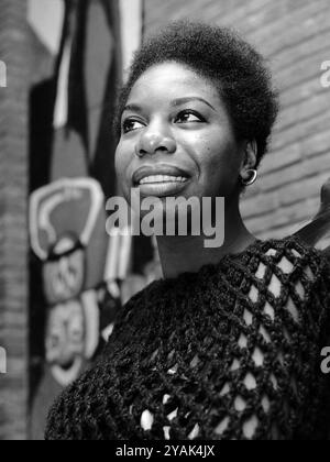 Portrait of the American soul singer Nina Simone, 1965. Ron Kroon for Anefo Stock Photo