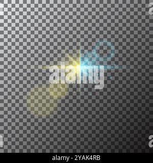 Color full vector lens and light flare transparent effects. Stock Vector