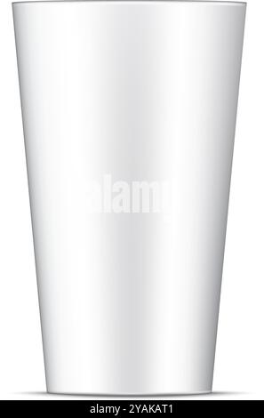 Empty white matte glass cup isolated with shadow. Vector illustration Stock Vector