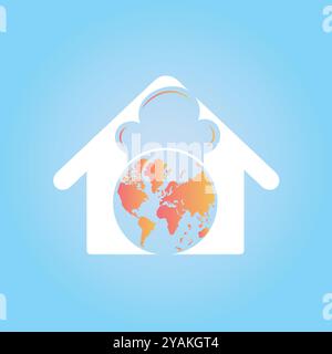 Cuisine Global, White Color Store Logo, Blue Gradient Background Vector Stock Vector
