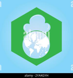 Cuisine Global, Green Color Store Logo, Orange World Icon, White Background Stock Vector