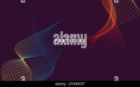 Abstract Dot Flowing Line Waves Smooth Curves Background. Particle Geometric Technology Line Wave Halftone Dotted Background Website, Header, Banner Stock Vector