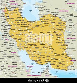 Simple political map of Iran Stock Vector
