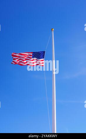 American flag blowing in wind Stock Photo